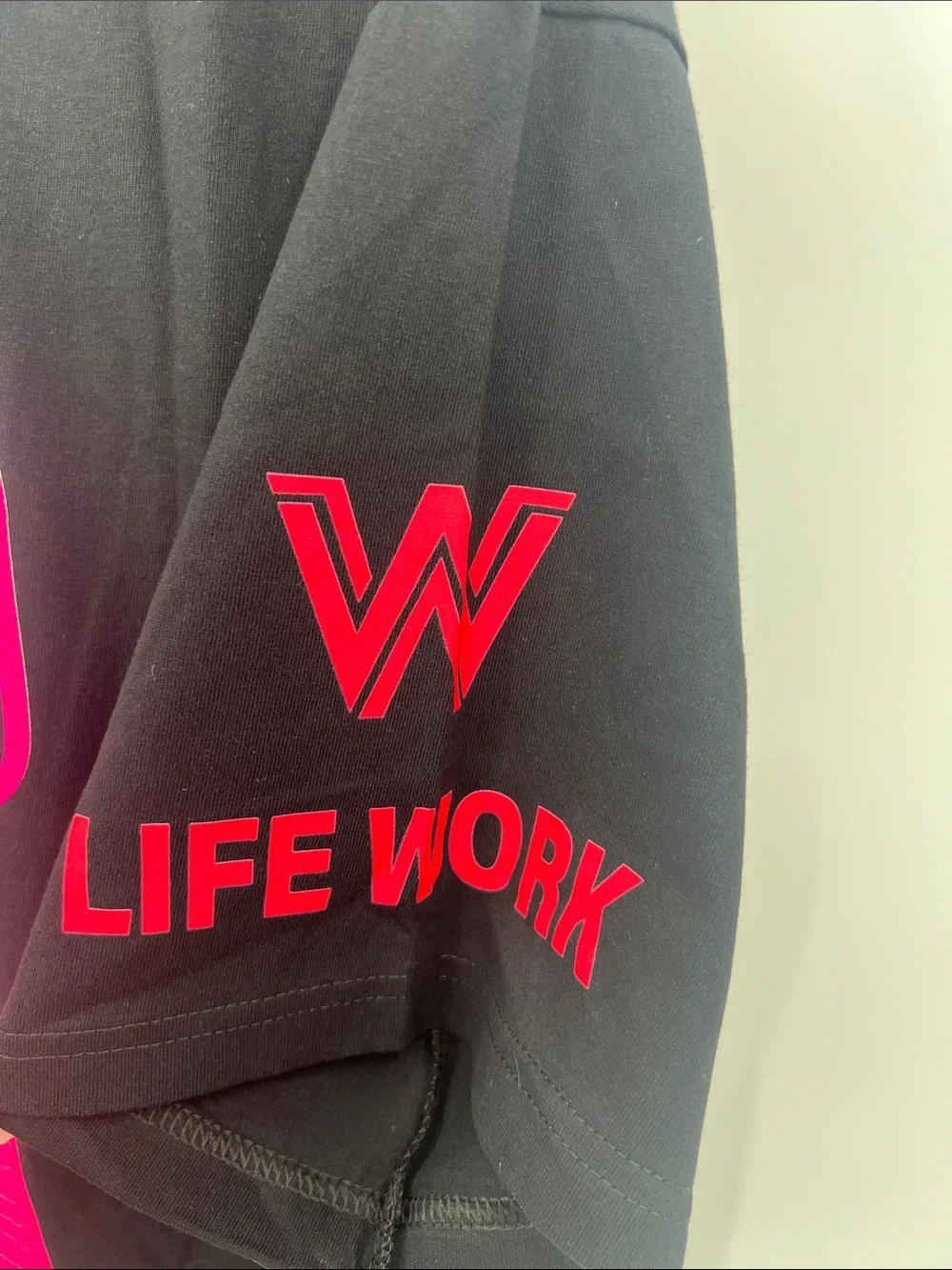 Life Work Hideaway Black T-Shirt with Hot Pink French Bulldog Graphic